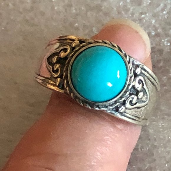 DK 925 Silver Sleeping Beauty Turquoise Ring Size 11 - Picture 2 of 6